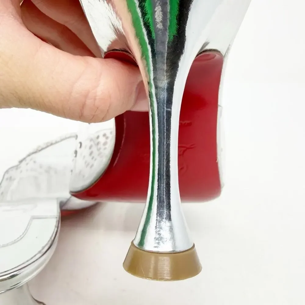 Christian Louboutin Degramule Strass PVC Mule Sandal Heels Womens Size EU 37